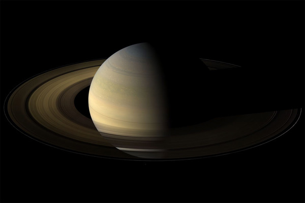 Photograph of Saturn taken from spacecraft Cassini