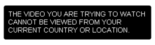 video_location Text graphic | white text on black background | THE VIDEO YOU ARE TRYING TO WATCH CANNOT BE VIEWED FROM YOUR CURRENT COUNTRY OR LOCATION.