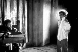 Katharine Hepburn laughing uproariously during rehearsals for The Lion In Winter with Peter O'Toole