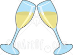 Two Wine Glasses Toasting With White Wine At A Wedding, Anniversary Or Other Event Clipart Illustration Two Wine Glasses Toasting With White Wine At A Wedding, Anniversary Or Other Event Clipart Illustration