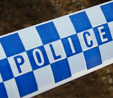 police-tape bluce and white checked police crime scene tape