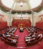 The Senate Chamber in Parliament House, Australia