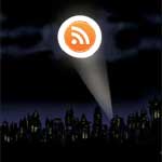 a beam of light like the Bat Signal but the symbol shown is the RSS symbol