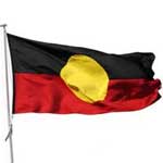 The black, red and yellow flag of the Australian Aboriginal Indigenous Rights Movement