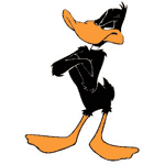 Daffy Duck striking a distinctly unimpressed pose - arms crossed, nose in the air, foot looks like it could start tapping any moment