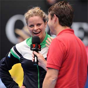 Kim Clijsters talks to Tood Woodbridge