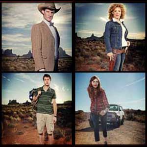 Promotional photographs of The Doctor, River, Amy and Rory in the Arizona Desert