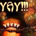 Fireworks plus the word YAY!!!