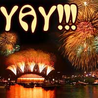 Fireworks plus the word YAY!!!