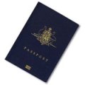 Australian passport, navy with gold detailing.