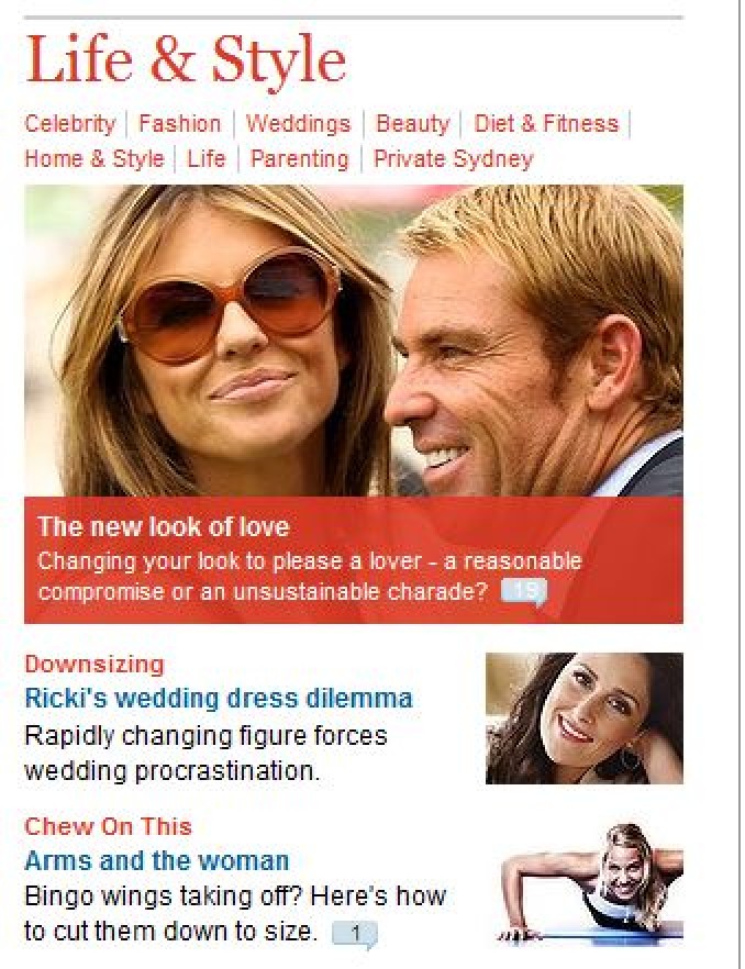 SMH front page clip showing an article about eliminating bingo wings (for women) in the Life & Style section SMH front page clip showing an article about eliminating bingo wings (for women) in the Life & Style section