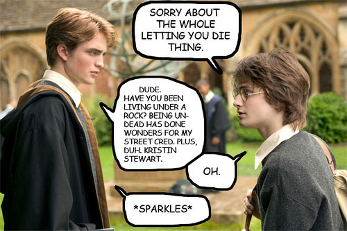 Robert Pattinson in Harry Potter with Daniel Radcliffe