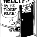 Calvin is being dragged out of his school classroom to (yet again) the Principal's Office