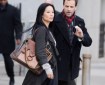 Lucy Liu as Dr Joan Watson & Johnny Lee Miller as Sherlock Holmes, filming Elementary