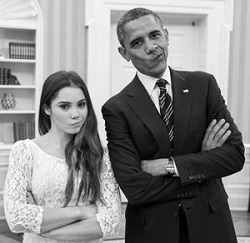 President Obama and McKayla Maroney are Not Impressed A photo taken inside the Oval Office of the White House featuring President Barack Obama and Olympic gymnast McKayla Maroney