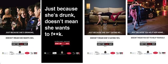 a montage of four sexual assault awareness posters targeting potential offenders