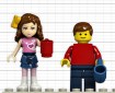 2 Lego minifigs, one a girl from 'friends' one a boy from regular set.
