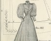 Ink sketch of Victorian lady's coat, Russian text.