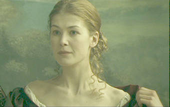 Young blonde woman in C17th dress.