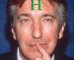 Alan Rickman photoshopped with an H on his forehead like the holograms in Red Dwarf