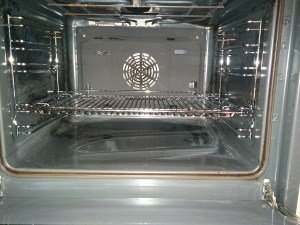 The inside of a recently cleaned oven